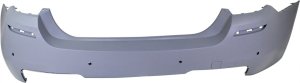 Rear Bumper Cover for BMW 5-Series 2011-2016 Sedan, Primed (Ready to Paint), with M Package, with Park Distance Control Sensor Holes, Replacement Models: 528i, 535i, 550i