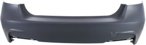 Rear Bumper Cover for BMW 3-Series 2013-2018, Primed (Ready to Paint), with M Sport Package, without Park Distance Control Sensor, Sedan, Replacement Models: 316i, 318i, 320i, 328i, 335i, 340i.