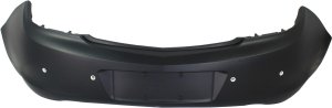 Primed (Ready to Paint) Rear Bumper Cover for Buick Regal 2011-2013, with Parking Aid Sensor Holes, Fits Base/CXL Models, Replacement