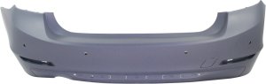 Rear Bumper Cover Primed (Ready to Paint) for BMW 320I/328D (2012-2015), Luxury/Modern/Sport Line without M Sport Package and Parking Distance Control Sensor Holes, Sedan, Replacement