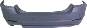 Rear Bumper Cover for BMW 528I (2011-2013), Primed (Ready to Paint), without M Performance Package, with Park Distance Control Sensor Holes, Replacement