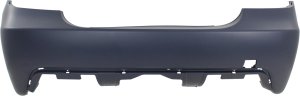 Rear Bumper Cover for BMW 5-Series 2004-2010, Primed (Ready to Paint), With M Package, Without Parking Distance Control Sensor Holes, Sedan, Replacement Models: 525i, 528i, 530i, 535i, 545i, 550i.
