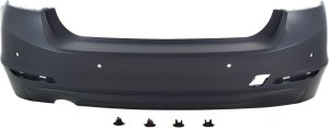 Rear Bumper Cover for BMW 320I/328D 2012-2015, Primed (Ready to Paint), Standard Without M Sport Package, With Parking Distance Control Sensor Holes, Sedan, Replacement