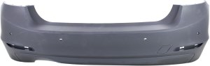 Rear Bumper Cover for BMW 328I 2012-2015, Primed (Ready to Paint), Standard without M Sport Package, with Park Distance Control Sensor Holes, without Molding Holes, Sedan, Replacement