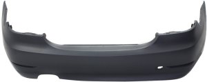 Rear Bumper Cover for BMW 5-Series 2006-2010, Primed (Ready to Paint), without M Package, without Parking Distance Control Sensor Holes, Sedan, Replacement Models: 525i, 528i, 530i, 535i, 545i, 550i.