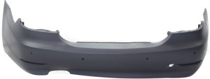 Rear Bumper Cover for BMW 5-Series 2006-2010, Primed (Ready to Paint), Sedan, Without M Package, With Parking Distance Control Sensor Holes, Replacement