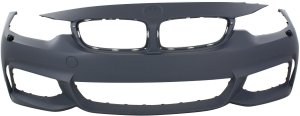Front Bumper Cover for BMW 4-Series (2014-2020), Primed (Ready to Paint), with M Sport Package, with Headlight Holes, without PDC Sensor Holes, Replacement