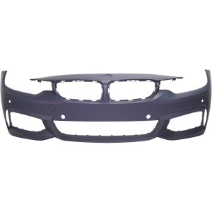 Front Bumper Cover for 2014-2020 BMW 4-Series, Primed (Ready to Paint), with M Sport Package, without Headlight Washer/Park Assist Sensor Holes/Camera, with Parking Distance Control Sensor Holes, Replacement