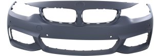 Front Bumper Cover for BMW 4-Series 2014-2020, Primed (Ready to Paint), with M Sport Package, without Headlight Holes, with Parking Assist Sensor/Parking Distance Control Sensor Holes/Camera, Replacement