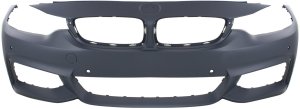 Front Bumper Cover for BMW 4-Series 2014-2020, Primed (Ready to Paint), M Sport Line, Without Headlight Holes and Cam, With Park Assist/PDC Sensor Holes, Replacement