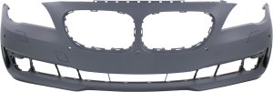Front Bumper Cover for BMW 7-Series (2013-2015), Primed (Ready to Paint), w/o M Package, With Parking Distance Control Sensor Holes, w/o Camera Hole, Replacement
