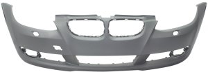 Front Bumper Cover for BMW 3-Series (2007-2010), Primed (Ready to Paint), 3.0L Engine, without M Package, Convertible/Coupe, Replacement Models: 320i, 323i, 325i, 328i, 330i, 335i.