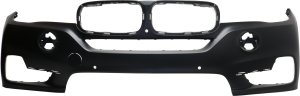 Front Bumper Cover for BMW X5 2014-2018, Primed (Ready to Paint), Without M Sport Line, Without Headlight/Intelligent Parking Assist System Holes/Night Vision, with Surround View, Replacement