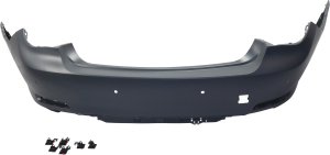 Rear Bumper Cover for BMW 7-Series (2009-2012), Primed (Ready to Paint), Without M Package, With Parking Distance Control Sensor Holes, Fits Non-Hybrid (2009-2012), Hybrid (2011-2012), Replacement