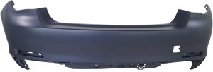 Rear Bumper Cover, Primed (Ready to Paint) for 2011-2012 BMW 7-Series Hybrid without M Package, Without Parking Distance Control Sensor Holes, Replacement