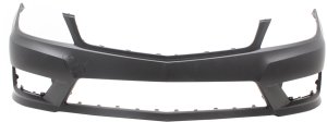 Front Bumper Cover for Mercedes-Benz C-Class 2012-2015, Primed (Ready to Paint), with AMG Styling Package, without Headlight, Ptronic, Side Marker Light Holes, Excluding C63 AMG Model, Coupe/Sedan 2012-2014, Replacement