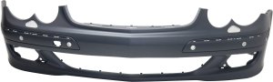 Front Bumper Cover for Mercedes-Benz CLK-Class 2006-2009, Primed (Ready to Paint), Without Sport Package, With Headlight and Parktronic Holes, Excluding AMG, Replacement