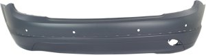 Rear Bumper Cover for Mercedes-Benz C-Class 2008-2011, Primed (Ready to Paint), Excluding C63 AMG Model, without AMG Package, with Sport Package, with Parktronic Holes, Replacement
