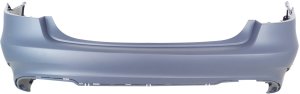 Rear Bumper Cover for Mercedes E-Class 2014-2016, Primed (Ready to Paint), with AMG Styling Package, without Parktronic Holes, Sedan, Replacement