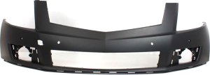 Front Bumper Cover for SRX Cadillac 2010-2012 Upper, Primed (Ready to Paint), Without Headlight Holes, With Parking Assist Sensor Holes, Replacement
