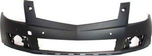 Front Bumper Cover for Cadillac SRX 2010-2012, Upper, Primed (Ready to Paint), with Headlight and Parking Assist Sensor Holes, Replacement