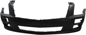 Front Bumper Cover for Cadillac STS 2008-2011, Primed (Ready to Paint), Without Headlight Washer Holes, Excludes STS-V Model, Replacement