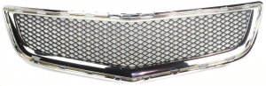 Front Bumper Grille for Chevrolet Traverse 2009-2012, Chrome Shell/Painted Black Insert, for LS/LT Models, Replacement