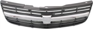 Vertical Bar Insert Grille for Chevrolet Impala 2000-2004, Painted Dark Gray Shell and Insert with Chrome Center Bar, Replacement