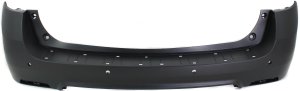 Rear Bumper Cover for Chevrolet Equinox 2010-2015, Upper, Primed (Ready to Paint), with Chrome Package, with Object Sensor Holes, Replacement