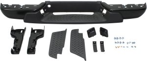Step Bumper Face Bar and Pad for 2008-2012 Chevrolet Colorado/GMC Canyon, w/ Pad Provision, w/ Mounting Bracket, Powdercoated Black, w/o Extreme and Towing Package, All Cab Types, Replacement