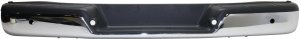 Step Bumper Face Bar and Pad for Express/Savana 2013-2017, with Pad Provision, without Mounting Bracket, Chrome, with Rear Object Sensor Holes, with Plate Stud, without Harness, Replacement