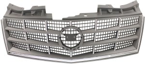 Gray Shell and Insert Grille for Cadillac STS 2008-2011, Excluding Adaptive Cruise Control and Platinum Edition, Replacement