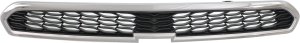 Upper Grille for Chevrolet Spark 2013-2015, Chrome Shell with Textured Black Insert, Without Fog Light Holes, Replacement