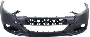 Primed (Ready to Paint) Front Bumper Cover for 2013-2016 Dodge Dart, with Tow Hook Holes, Replacement