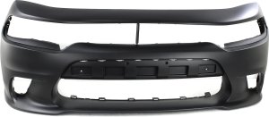 Front Bumper Cover for 2015-2023 Charger, Primed (Ready to Paint), with Hood Scoop, with Elliptical Fog Light Hole, without Wide Body Option, Replacement