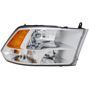 Headlight Assembly for Dodge Ram Full Size P/U 2009-2012, Right (Passenger), Halogen with Quad Lights, Code LME, Replacement