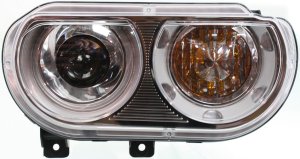 Headlight Right (Passenger) Lens and Housing, Xenon, without High-Intensity Discharge Kit for Dodge Challenger 2008-2014, Replacement