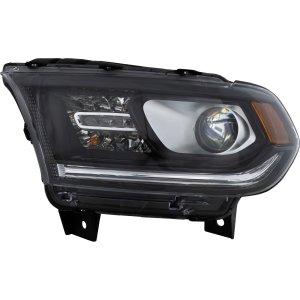 Headlight Assembly for Dodge Durango SXT/GT Models 2014-2017, Left (Driver), Halogen, Black Interior, Without LED Daytime Running Light, Replacement