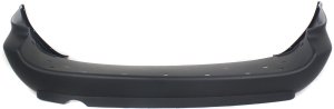 Rear Bumper Cover for Dodge Grand Caravan 2005-2007, Primed (Ready to Paint), without Rear Object Sensor Holes, with Single Exhaust Hole and Black Trim, without Chrome Molding, with Stow and Go Seat, Replacement