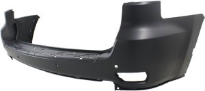 Rear Bumper Cover for 2014-2015 Grand Cherokee, Primed (Ready to Paint), with Blind Spot Detection, with Parking Aid Sensor Holes, without Park Assist Sensor Holes, for Laredo/Limited/Overland/SRT, Replacement