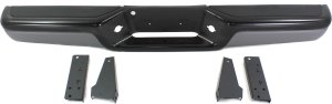 Step Bumper for Dodge Dakota 1997-2004, Featuring Face Bar, Pad with Provision, Plus Mounting Bracket, Powdercoated Black with Gray Face Cover, Replacement