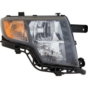 Headlight Assembly for Ford EDGE 2009-2010, Right (Passenger) Side, Halogen, Black Interior, Sport Model, Replacement