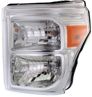 Headlight Assembly for Ford F-Series Super Duty (2011-2016), Left (Driver), Halogen, Replacement Models: F-250, F-350, F-450, F-550.
