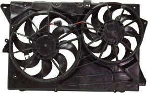 Radiator Fan Shroud Assembly for 2010-2012 Ford Flex/MKT & 2011-2012 Explorer, Dual Fan, without Control Module, Replacement