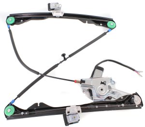 Front Window Regulator with Motor for Ford Focus 2000-2007, Left (Driver), Power, 3-Door Hatchback, 2 Pins, Replacement