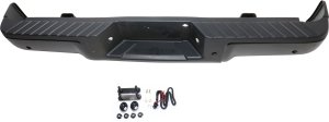 Step Bumper Face Bar and Pad for Ford F-150 2009-2014, w/ Pad Provision, w/o Mounting Bracket, Powdercoated Black, w/ Rear Object Sensor Holes, w/o Towing Package, Styleside, Replacement