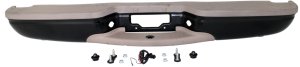 Step Bumper Face Bar and Pad for Ford Expedition 1997-2000, with Pad Provision, without Mounting Bracket, Powder coated Black, Replacement