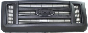 Grille for Ford Econoline Van 2008-2021, Plastic Material in Painted Black Shell and Insert, Replacement