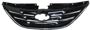 Grille for Hyundai Sonata 2011-2014, Paint to Match Shell and Insert, with Chrome Molding, Type 1, Excludes Hybrid Model, Replacement