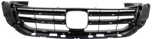 Grille for Honda Accord 2013-2015 Sedan, 6 Cylinder, Painted Black Shell and Insert, Replacement